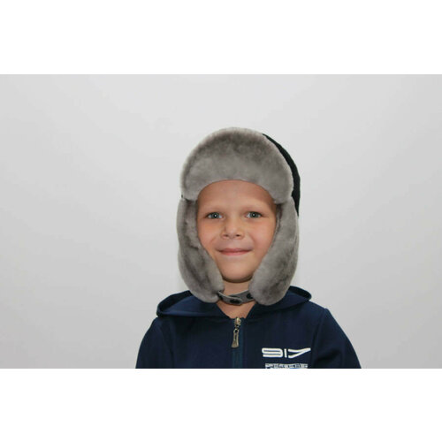 фото Шапка ушанка , размер 57, голубой, черный мария