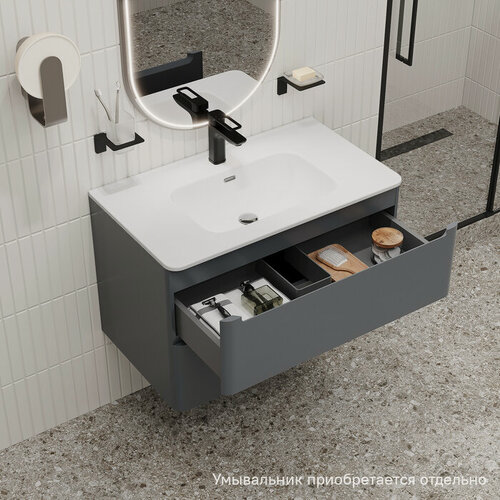Изображение товара Тумба подвесная IDDIS Эдифис (Edifice) EDI80D0i95 80 см темно-серый, подходит умыв. 0108000i28