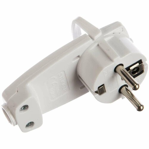 Вилка угловая плоская с кольцом с заземлением STEKKER 250В16A IP20 белая FERON комплект из 2 штук 608₽