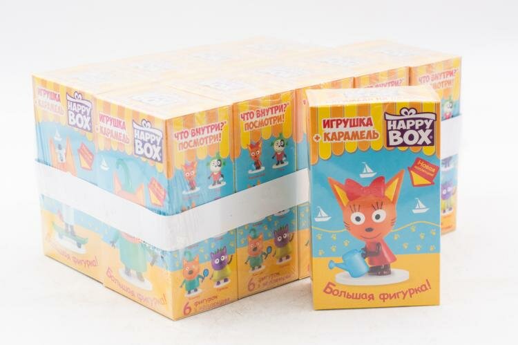 Фигурка и Карамель Happy Box Три Кота 30 гр Упаковка 10 шт