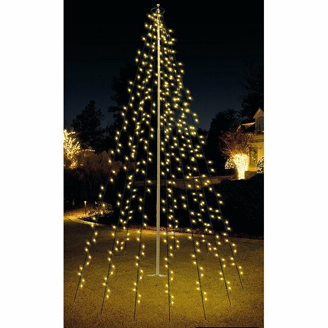 Электрогирлянда Конус 120 теплых белых LED ламп 6*2 м черный ПВХ IP44 Koopman AX8106100