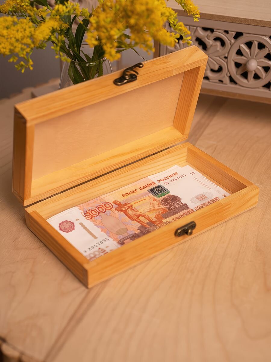 фото Шкатулка деревянная для хранения денег украшений декупажа