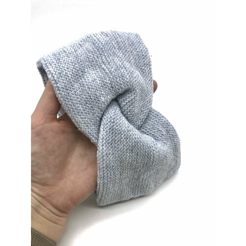 Повязка на голову женская теплая вязаная узел голубая