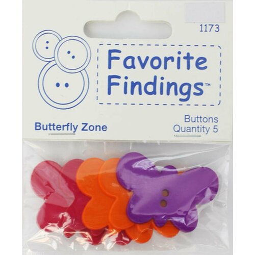 Пуговица Blumenthal Lansing Favorite Findings - Бабочки, фигурная, пластик, 25х40 мм, 5 шт