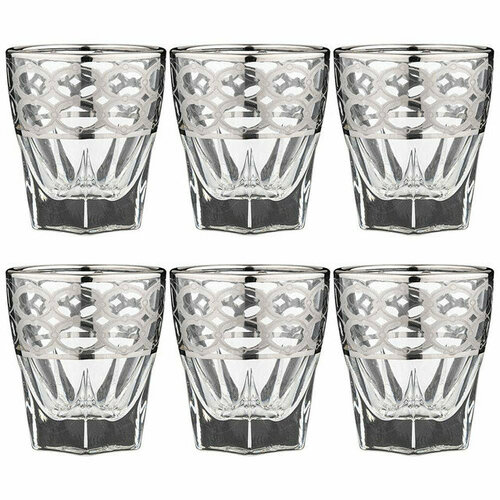 Набор стопок для водки ART DECOR Athene Platino 6шт стекло 60мл 14872₽