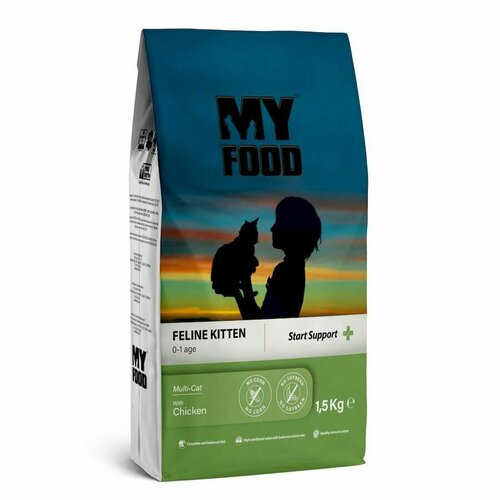 MY FOOD сухой корм для котят Feline Kitten Multi-Cat with Chicken с курицей, 1,5 кг