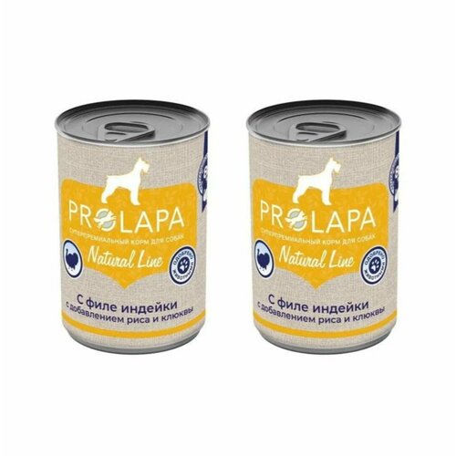 Prolapa консервы для собак Natural Line с филе индейки, рисом и клюквой, 400 г, 2 штуки