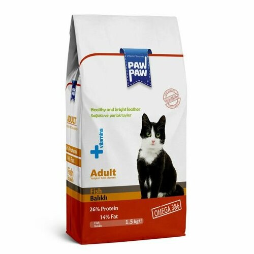 Pawpaw сухой корм для кошек Adult Cat Food with Fish с рыбой, 1,5 кг