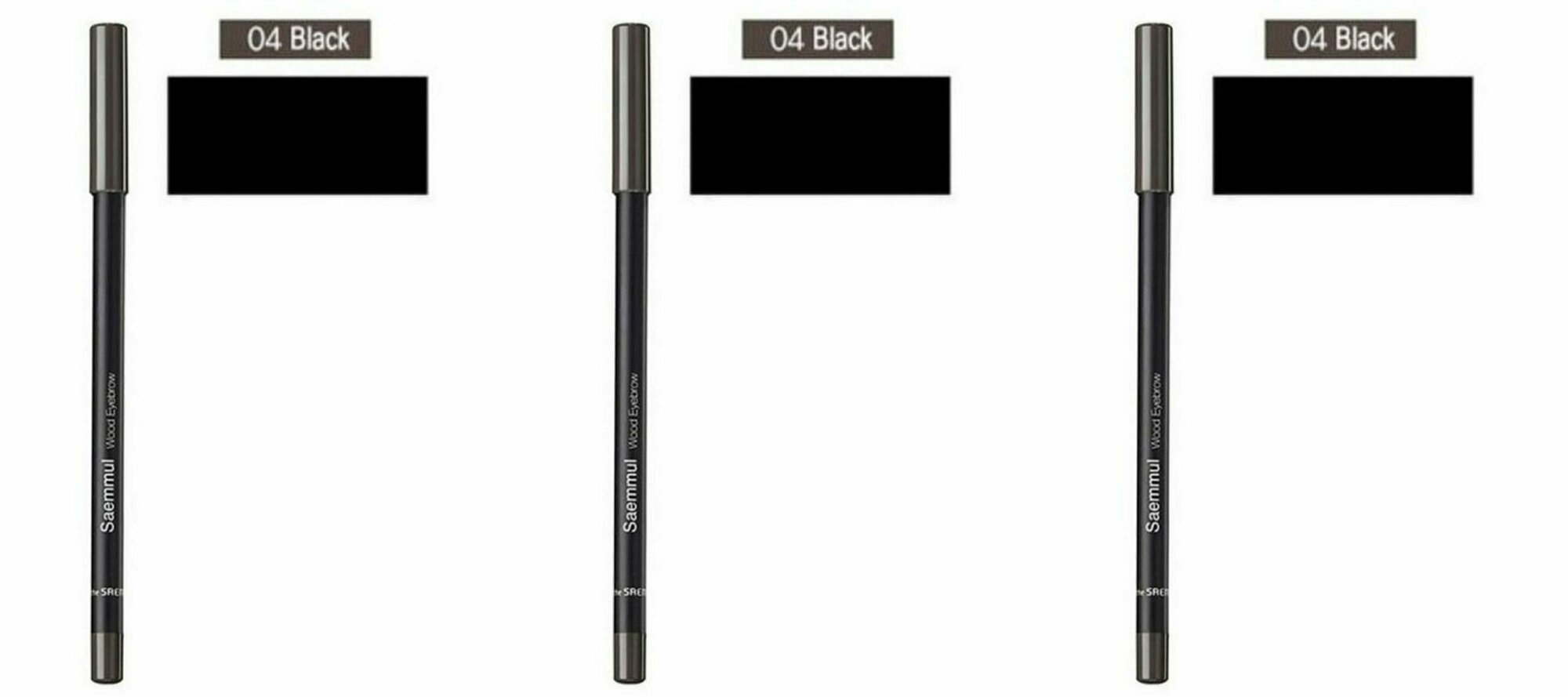 The Saem Карандаш для бровей Saemmul Wood Eyebrow 04. Black, 2 гр, 3 шт