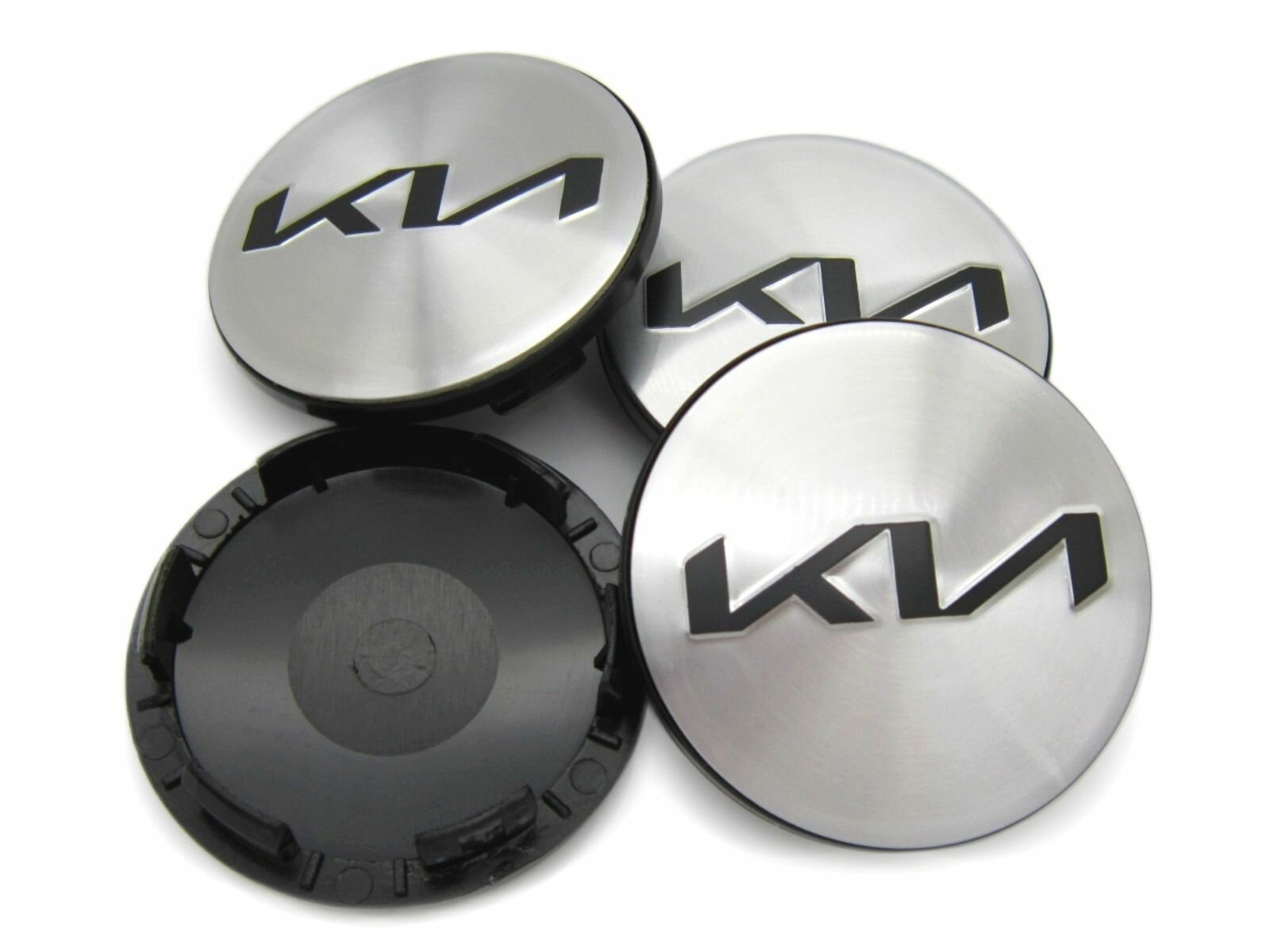 Колпачки заглушки на литые диски КиК Киа новый логотип хром 62/55/10 комплект 4 шт.