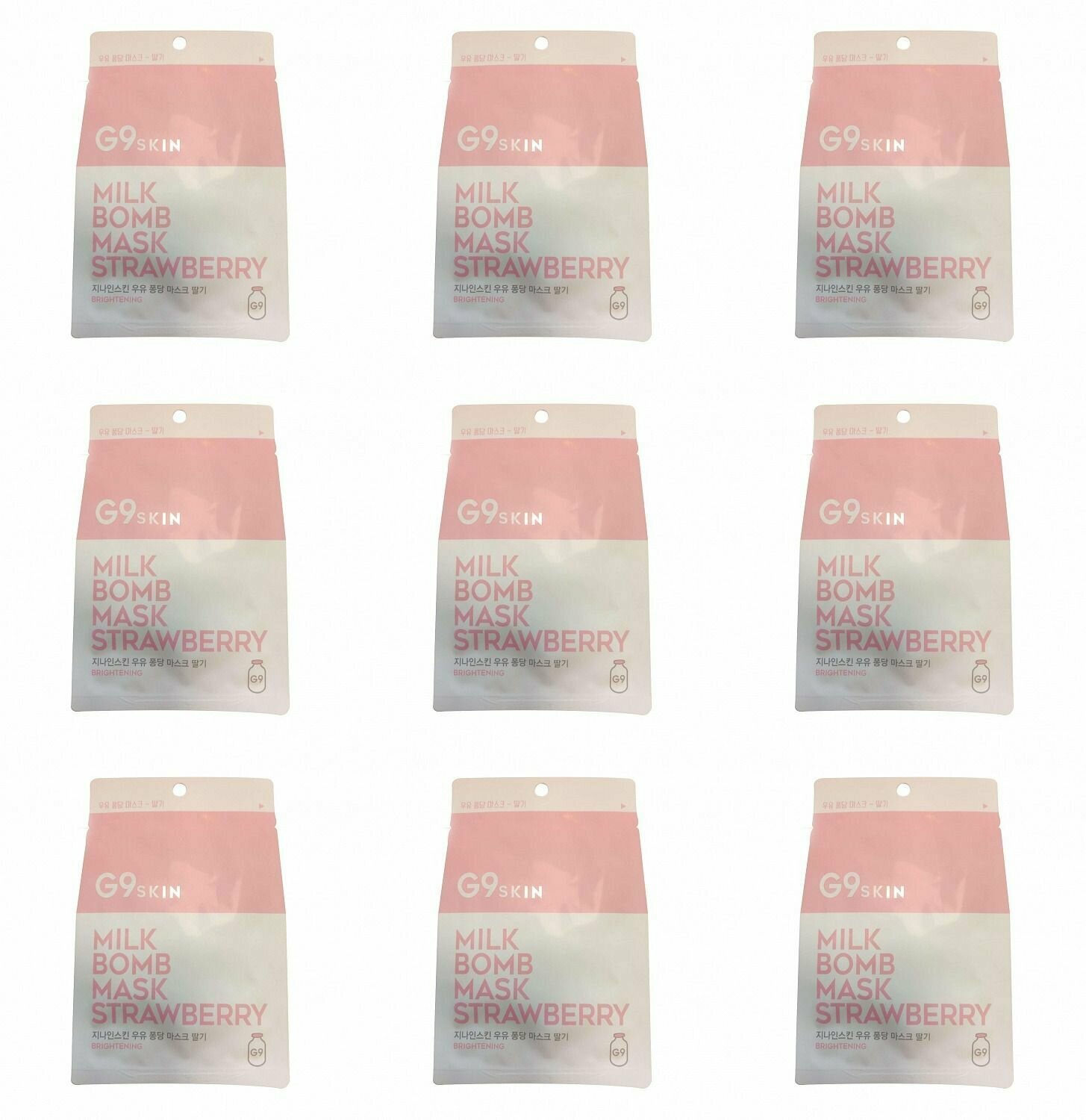 G9SKIN Маска для лица тканевая MILK BOMB MASK-Strawberry, 25 мл, 9 шт /