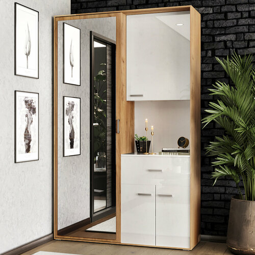 Прихожая Иннэс 4 Белый глянец и Дуб Крафт золотой 15625₽