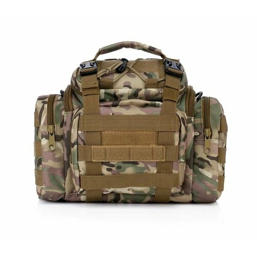 фото Сумка мессенджер , зеленый, бежевый шторм