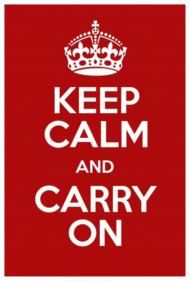 Плакат постер на бумаге Keep Calm and Carry On/Сохраняй спокойствие и продолжай. Размер 21 х 30 см