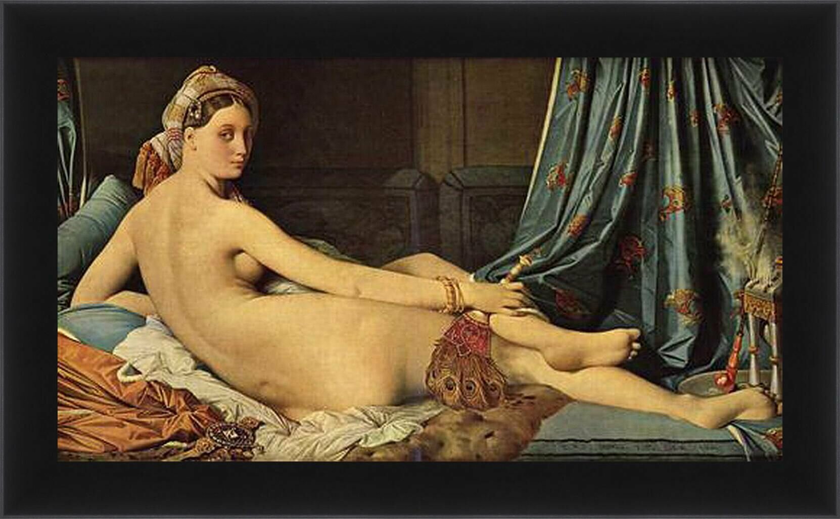 Плакат, постер на бумаге The Grande Odalisque. Жан Огюст Доминик Энгр. Размер 60 на 84 см