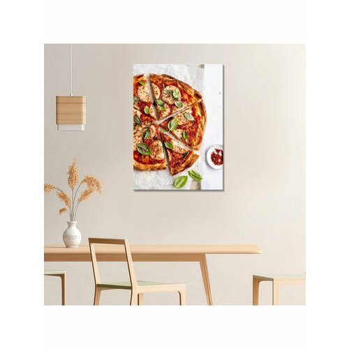 Картина на холсте с подрамником Пицца светлый фон 20х30