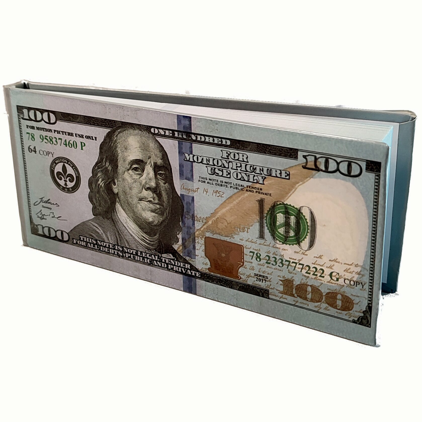 Отрывной блокнот-визитка пачка денег "100 долларов США" / Жесткая обложка / В линейку, 80 л.