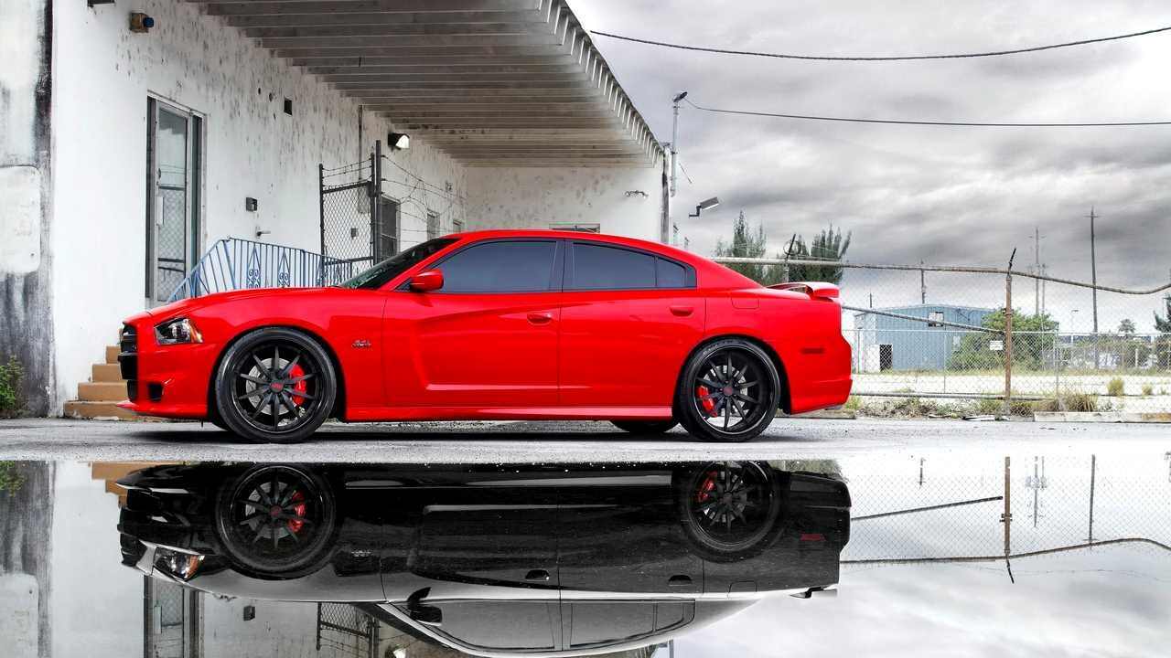 Картина на холсте 60x110 Альянс Лес "Додж dodge charger srt8" на подрамнике / интерьер/ декор