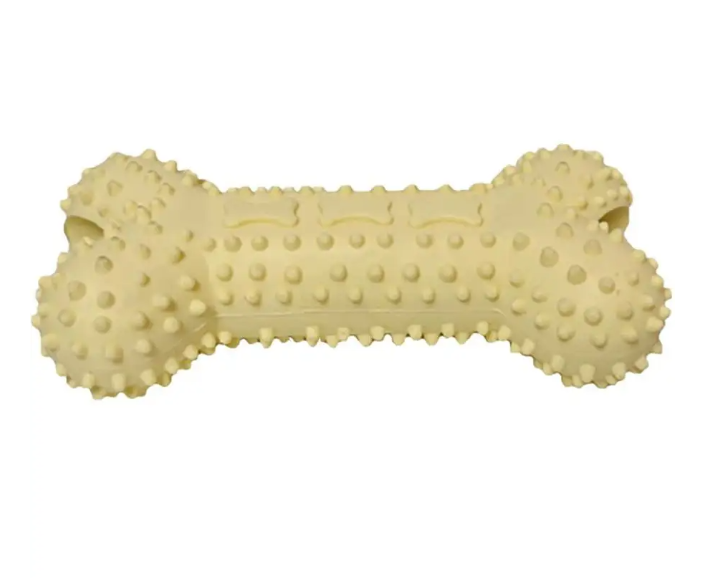 HOMEPET Dental игрушка для собак косточка с отверстиями для лакомств (14,5 см., Светло-желтая) - фото №2