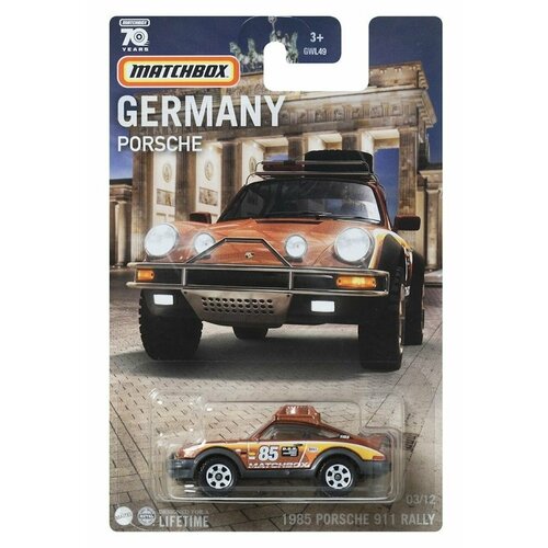 Машинка MATCHBOX '85 PORSCHE 911 RALLY Germany series 03/12 Mattel GVL49 машинка matchbox 85 porsche 911 rally germany series 03 12 mattel gvl49