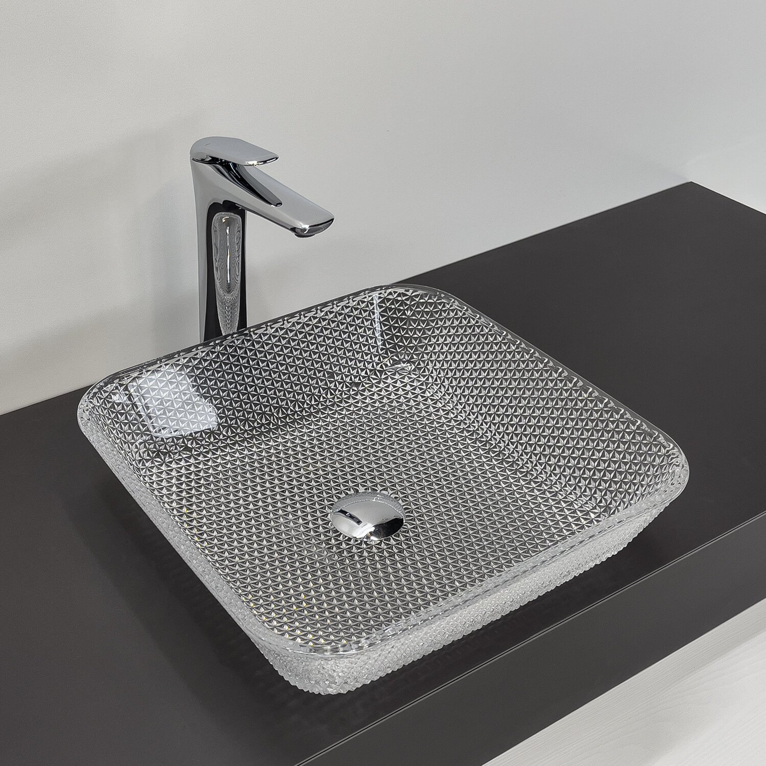 фото COMFORTY. Накладная раковина CF23001 стеклянная прозрачное стекло