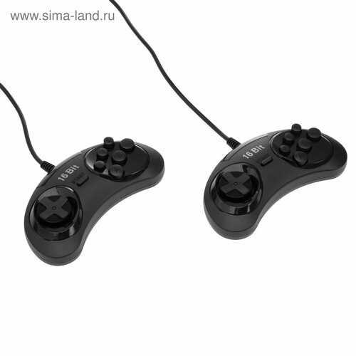 Геймпад для Sega 16-bit, 6 кнопок, 2 шт в комплекте, черный game controller for sega genesis for 16 bit handle controller 6 button gamepad for sega md game accessories