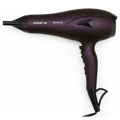 Фен для волос Поларис Megapolis Collection PHD 2010Ti со съемной решеткой фиолетовый 3 температурных режима 2 мощности 1 насадка 2100Вт для укладки 422600₽