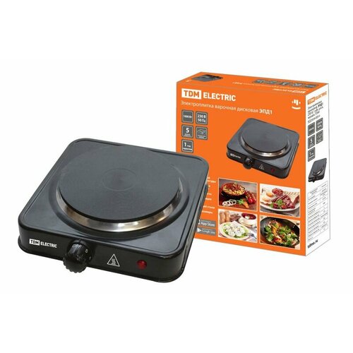 TDM Плитка электрическая 1х1000Вт 230В черная диск ЭПД-1 TDM 138000₽