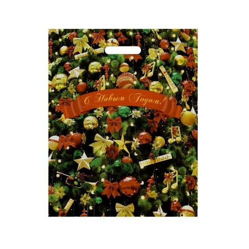 Пакет Новогодние игрушки полиэтиленовый с вырубной ручкой 38х47 см 60 мкм набор 5 штук 682₽