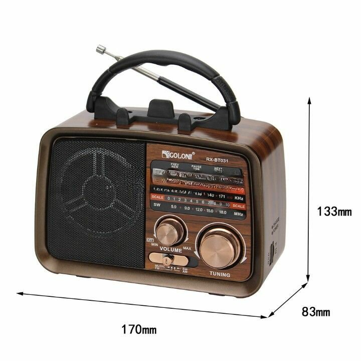 Радиоприемник Bluetooth портативный в стиле ретро GOLON Rx-bt031