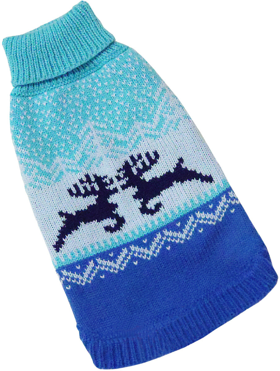 FOR MY DOGS свитер для собак Олени голубой FW961-2020 (14-16)