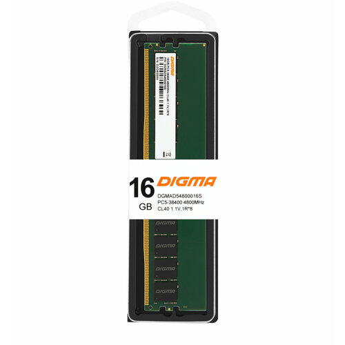 DIGMA Память DDR5 16Gb 4800MHz Digma DGMAD54800016S RTL PC5-38400 CL40 DIMM 288-pin 1.1В single rank