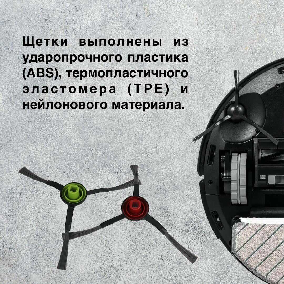 Щетка боковая для робот-пылесоса BORK, ECOVACS, 2 шт, черный