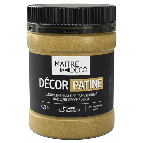 Лак перламутровый Maitre Deco D cor Патина 0.2 л цвет золотой