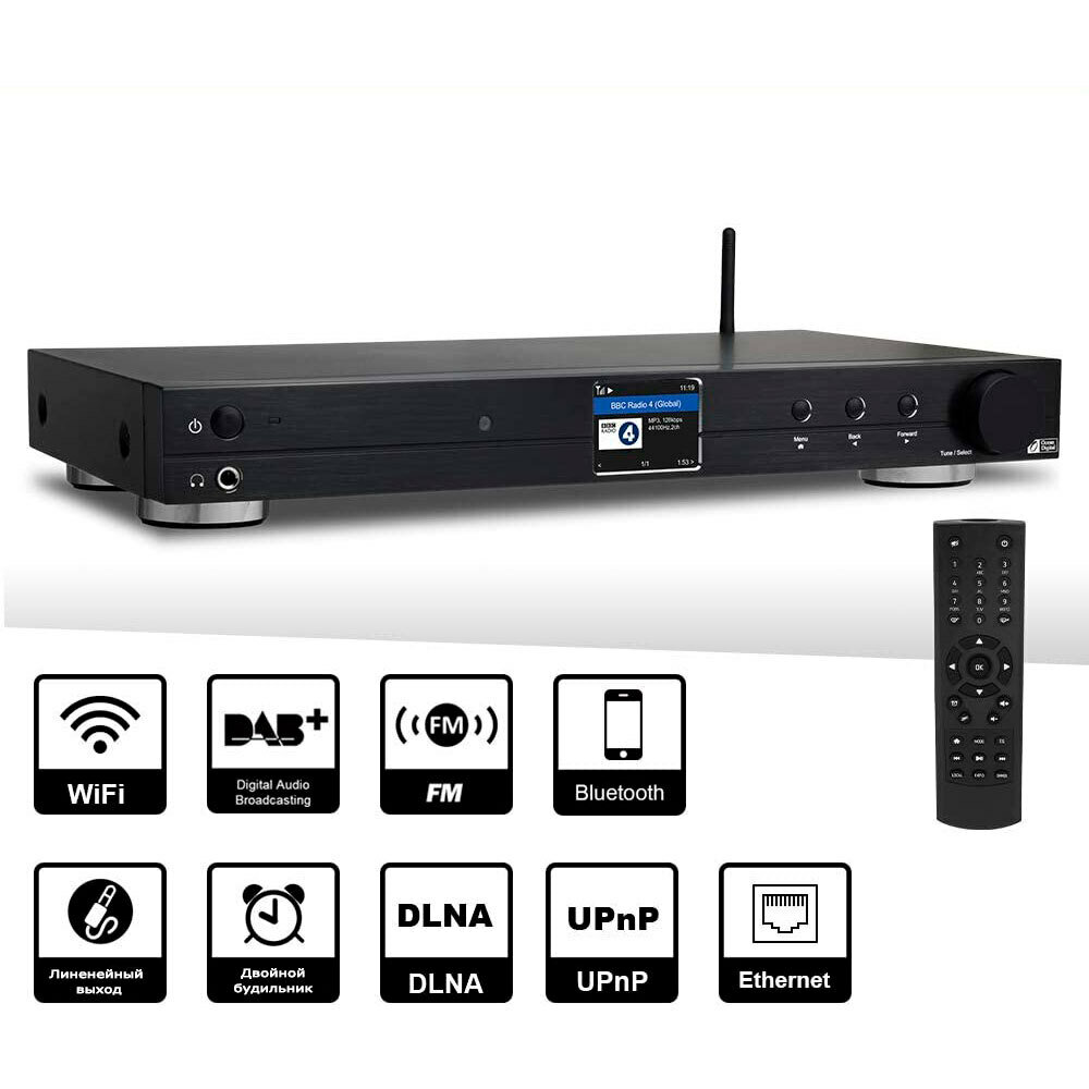 Hi-Fi интернет-радио тюнер Ocean Digital WR-10 (WiFi, Bluetooth, LAN, цветной дисплей 2.4" TFT, аналоговый и цифровой выход) — фото 2
