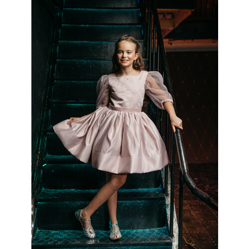 Платье, размер 122-128, бежевый