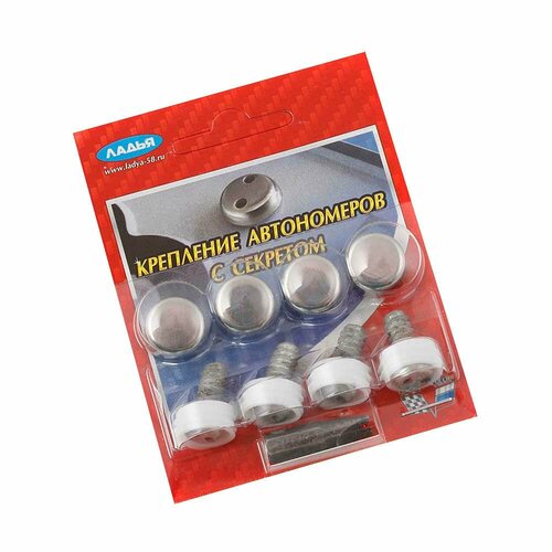 Комплект крепления номерного знака ладья саморезы колпачки секретные 4 шт BI100838 301₽