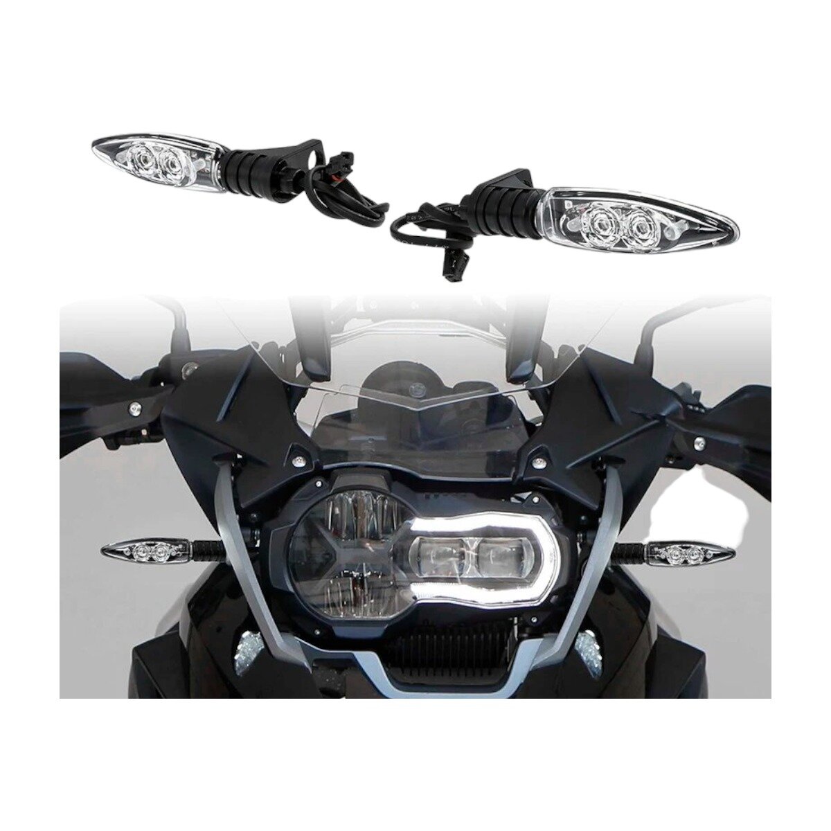Поворотники LED прозрачные на мотоцикл BMW F800GS (08-12) для мотоциклиста, черные