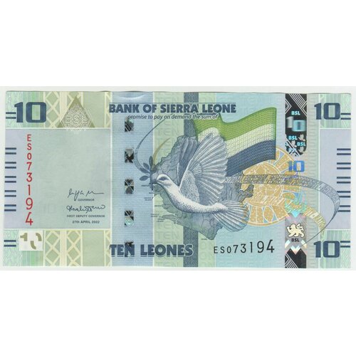 клуб нумизмат банкнота 5 леоне сьерры леоне 1964 года Банкнота Сьера Леоне 10 леоне 2022 года