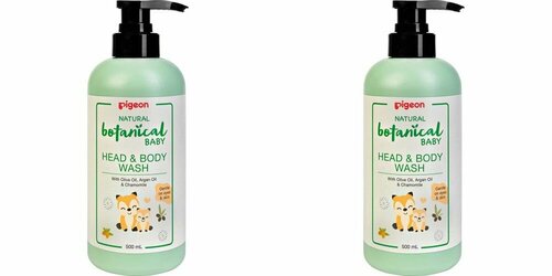 Pigeon Гель для купания и мытья головы и тела Natural Botanical Baby Head & Body Wash, 500 мл, 2 шт