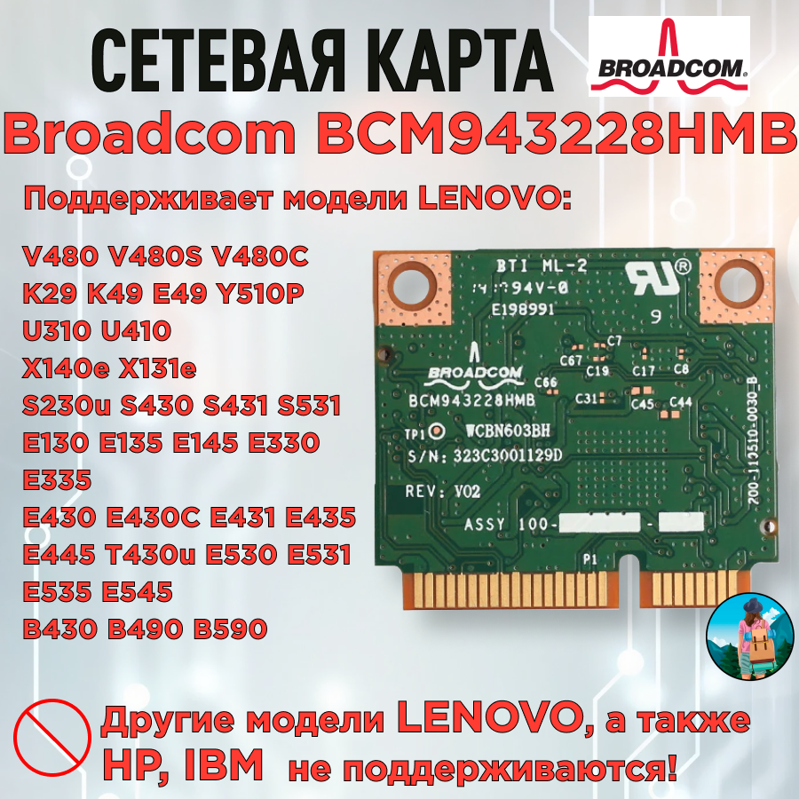 Broadcom BCM943228HMB WiFi адаптер для ноутбука