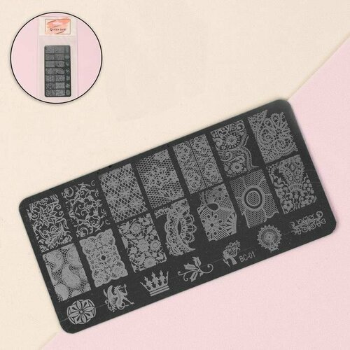 Диск для стемпинга металлический «Цветочное настроение», 6 × 12 см (комплект из 16 шт)