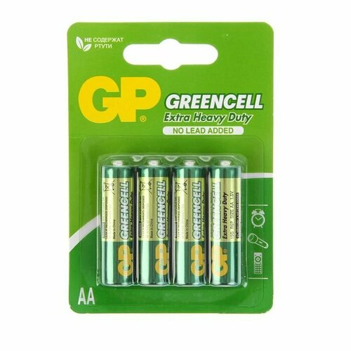 Батарейка солевая GP Greencell Extra Heavy Duty, AA, R6-4BL, 1.5В, блистер, 4 шт. (комплект из 7 шт) батарейка солевая gp greencell extra heavy duty aa r6 4bl 1 5в блистер 4 шт