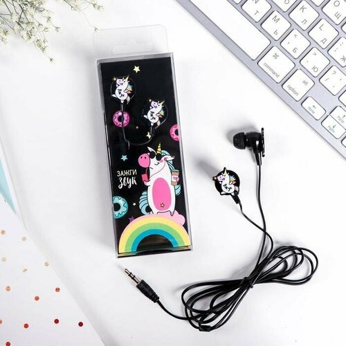 Наушники проводные в коробке Единорог - зажги звук вакуумные черные комплект из 7 шт 227100₽