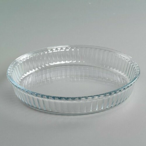 Форма круглая для запекания и выпечки из жаропрочного стекла Borcam, 1,5 л, рифлёная (комплект из 3 шт)