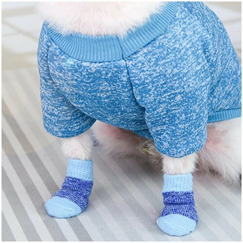 Носки для кошек и собак, голубые с полосками, размер L