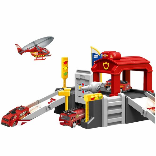 Набор игровой Funky Toys Пожарная станция Красный FT0002138 набор игровой funky toys полицейский участок синий ft0002137
