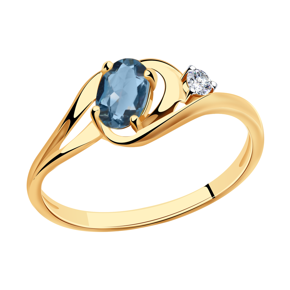 Кольцо Diamant online, золото, 585 проба, фианит, топаз