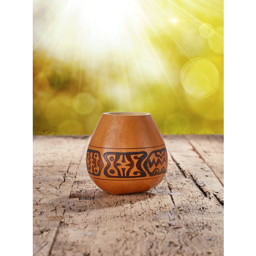 Калабас тыквенный для чая мате «Afirmación» светлый с металлической окантовкой