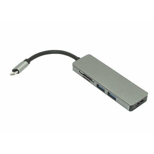 Адаптер Type C на HDMI, USB 3.0*2 + SD/TF для MacBook серебро переходник 6 в 1 type c to hdmi usb 3 0 2 sd tf type c для macbook